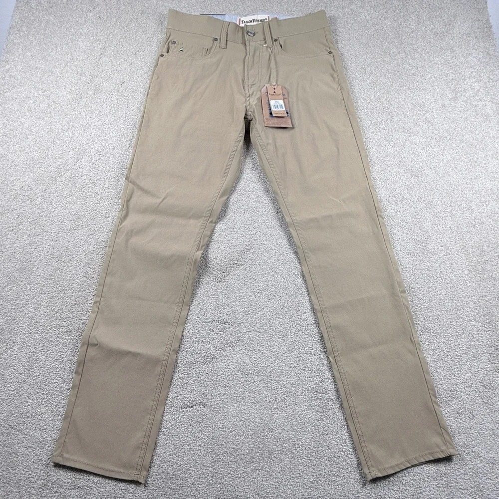 Tailor Vintage Performance Pants Mens 30x30 Khaki NEW Canaan Slim Fit Stretch